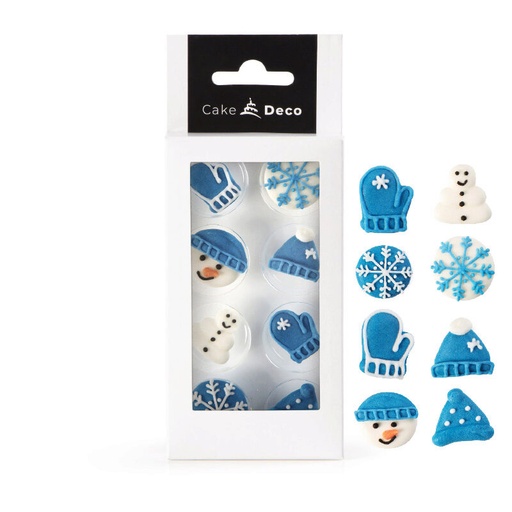 [08054179] *FF*1039408 2D WHITE/BLUE CHRISTMAS DECORATION IN SUGAR Ø 25MM 8 PCES