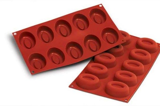 [70408241] SILIKOMART SF084 MOULE 10 MOYENS SAVARARINS OVALES67X49 HT 23MM 47ML ANTI-ADHESIF GN1/3 -50° À 250