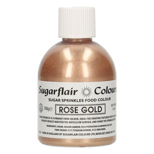 [08053244] SUGARFLAIR ROSE GOLD SPARKLING SUGAR SEQUINS 100GR