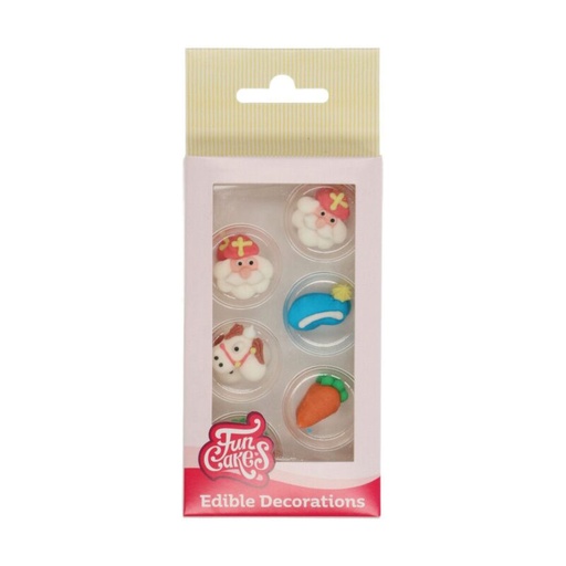 [08053022] FUNCAKES SINT-NIKLAAS SUIKERDECORATIES 2D4 MODELLEN 8 STUKS