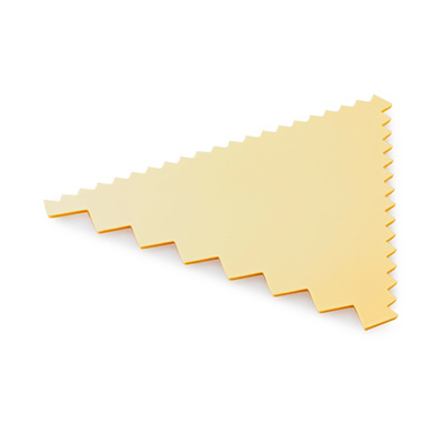 [52903220] DECORATING COMB IN A TRIANGLE WITH FLUFFLES ON 3 SIDES IN IVORY-COLOURED PLASTIC 9.3X8.3CM