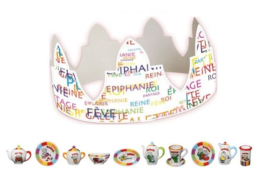 [60229034] 100PC "BABAR DINETTE" SANTON FIGURES + WHITE EPICOLOR CROWNS ***NEW 2024***