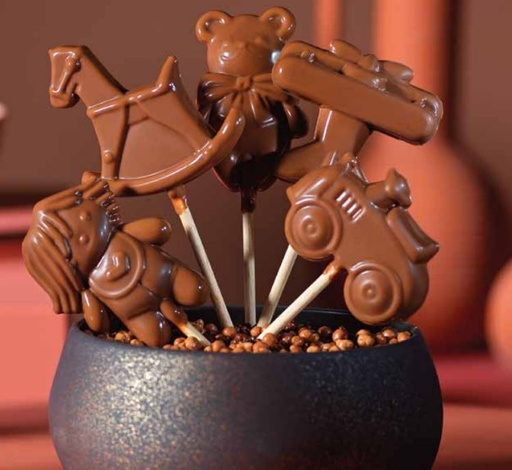 [08057527] 070389 PCB BLISTERS SUCETTES JOUETS D ANTAN 5 DESIGNS PR 45 EMPR. ET BÂTONS 9PCES ***S/CD***