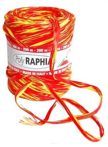 [70407801] POLY RAFFIA 15MM X 200M RED+YELLOW R258