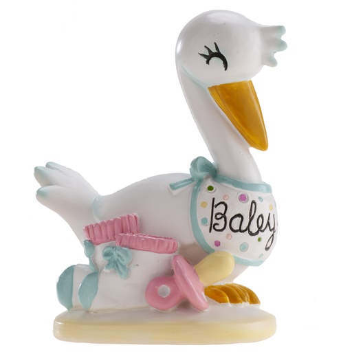 [08041908] FIGURINE CIGOGNE BLANCHE POUR BEBE 10CM