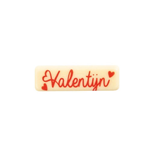 [08053855] 2068352 PLAQUETTE VALENTIJN ROUGE 45X13MM CHOCOLAT BLANC  150 PCES