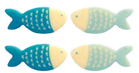 [08057000] 061155 PCB POISSONS CB AZUR 2 DESIGNS 3.2X1.4 CM200PCES ***S/CD*** *UITVERKOCHT ----> JANUARI 2025*