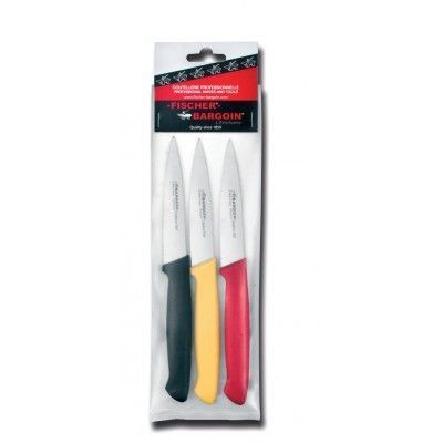 [57660744] FISCHER "CREATIVE CHEF" SET OF 3 PARING KNIVES 1OCM 3 COLORS