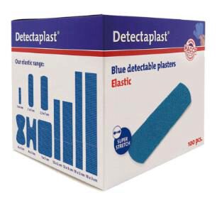 [70410523] DETECTAPLAST ASSORTIMENT BLAUWE ELASTISCHE VERBANDEN DOOS VAN 100 STUKS