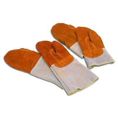 [57662362] MATFER PAIRE MOUFLES CUIR ORANGE THERM. 250°-30CM CROUTE CUIR DOUBLEE LAINE