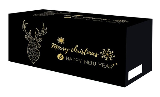 [15070007] BOITE A BUCHE NOIRE & OR 17 X 14 X 12CM  FOST+INCLUS