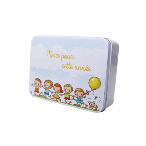 [61700520] BOITE BLANCHE ENFANTS BALLON "MERCI POUR CETTE ANNEE" 12,3X9,3XH4CM