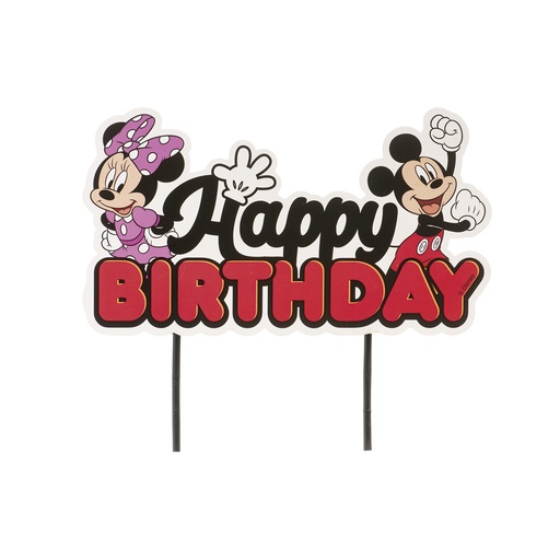 [08041977] CAKE TOPPERS HAPPY BIRTHDAY MICKEY ET MINNIE  17,5X15CM