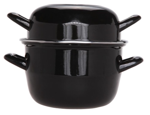 [54906280] CASSEROLE MOULES NOIRE 18CM 2.8L 1.2KG A/COUVERCLE BOMBE