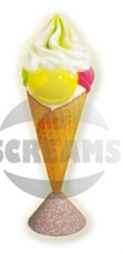 [53913018] GIANT ICE CREAM SCOOP CONE 140CM HT SIDEWALK /PC CONCRETE BASE