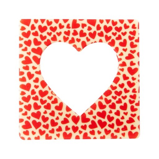 [08054536] *FF*2010817 PLAQUETTE CARRE AVEC CŒUR OUVERT 10X10CM CHOCOLAT 10 PCES