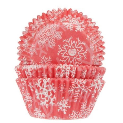 [08053813] H.O.M CAISSETTE CUPCAKE ROUGE FLOCON  50 PCES