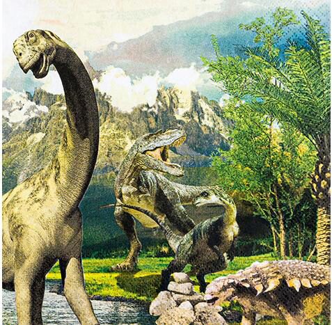 [60700453] HOME FASHION SERVET 33X33CM DINOSAURUS PAK VAN 20 STUKS