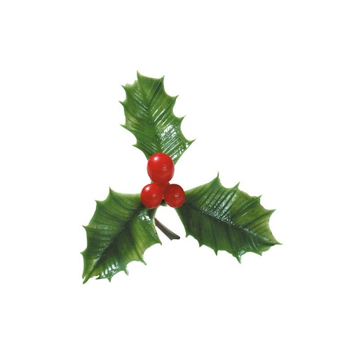 [08030485] 1059819 GROENE HULSTBLAD MET 3 BLADEREN 5,5 CM 144 STUKS ***OP BESTELLING***