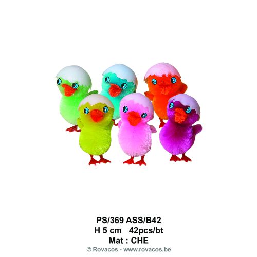 [13099412] VEELKLEURIGE KUIKENS MET SCHELP 5CM 42 STUKS