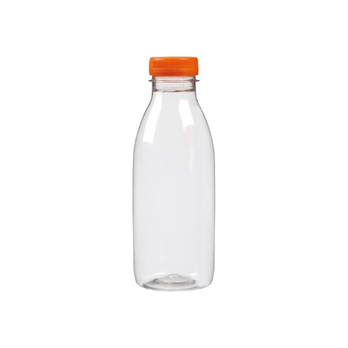 [60700601] BOUTEILLE PLASTIQUE 500ML AVEC BOUCHON ORANGETRANSPARENTE Ø6,5XHT18,5CM 6PCS