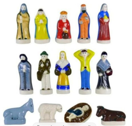 [60228895] ASSORTED PORCELAIN SANTONS NATIVITY CRIB 100 PCES