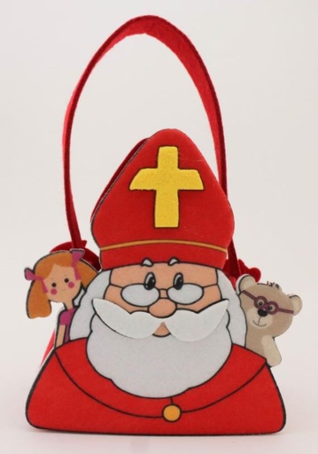 [62230129] MAND "SINT-NICHOLAS MET POP EN BEER IN ZIJN MAND" 15XHT23CM MET HANDVAT