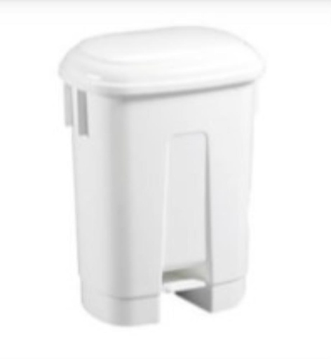 [70409902] POUBELLE A/PEDALE+COUVERCLE BLANC ROBUSTE 60L