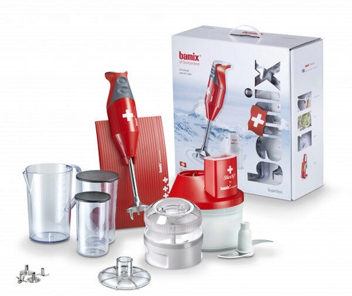 [57670021] BAMIX SUPERBOX M250 ROUGE MIXER - TIGE 13.5CM+ ACCESSOIRES