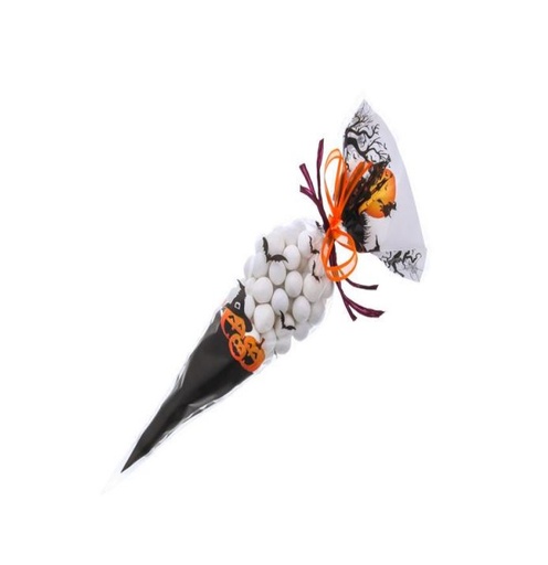 [60700594] SACHET CORNET HALLOWEEN SCENE 18X37CM 250GR 50PCES