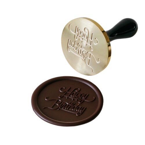 [53804311] GELUKKIGE VERJAARDAG CHOCOLADE STEMPEL Ø 3CM