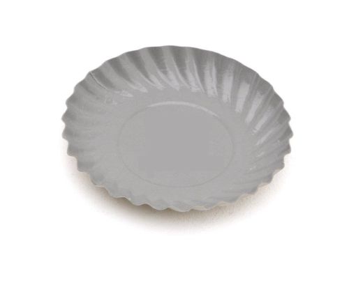 [27665280] ASSIETTE CARTON RONDE ARGENT Ø 88 MM 100 PCES FOSTPLUS INCLUS