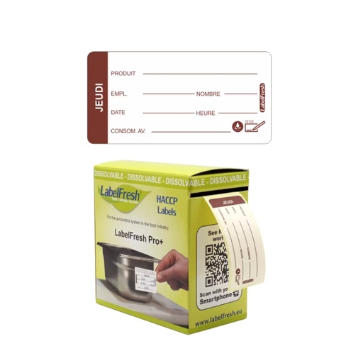 [55090924] LABELFRESH PRO 250 WATER-SOLUBLE LABELS 3X6CM THURSDAY