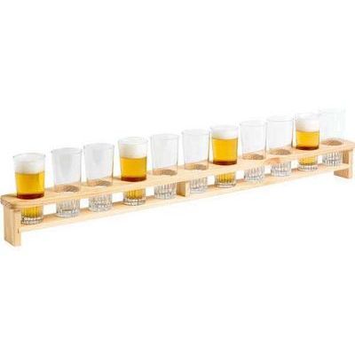 [57658197] C&T METER OF 11 BEER GLASSES 22CL IN VARNISHED PINE