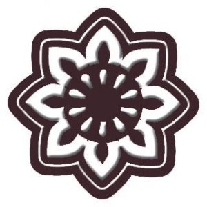 [08056453] 045733 PCB BLOEMPITJES CN MET WIT RELIËF 8 ONTWERPEN Ø 2,5 CM 528 STUKS ***S/CD***