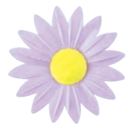 [08050066] M09.7 PURPLE DAISY YELLOW HEART 45MM WAFER 100PCS